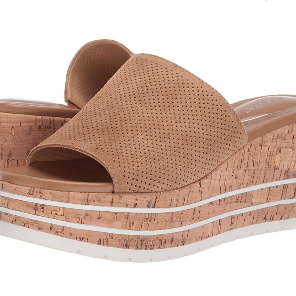 Nine West Reagan Platform Sandal Dark Natural